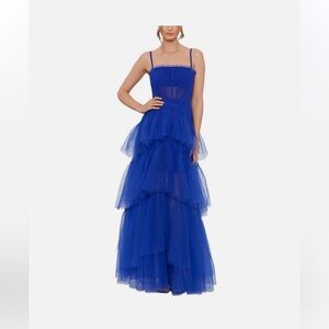 167 2, Betsy & Adam, NWT Royal Blue Tiered Dress, Corset Bodice, spectacular